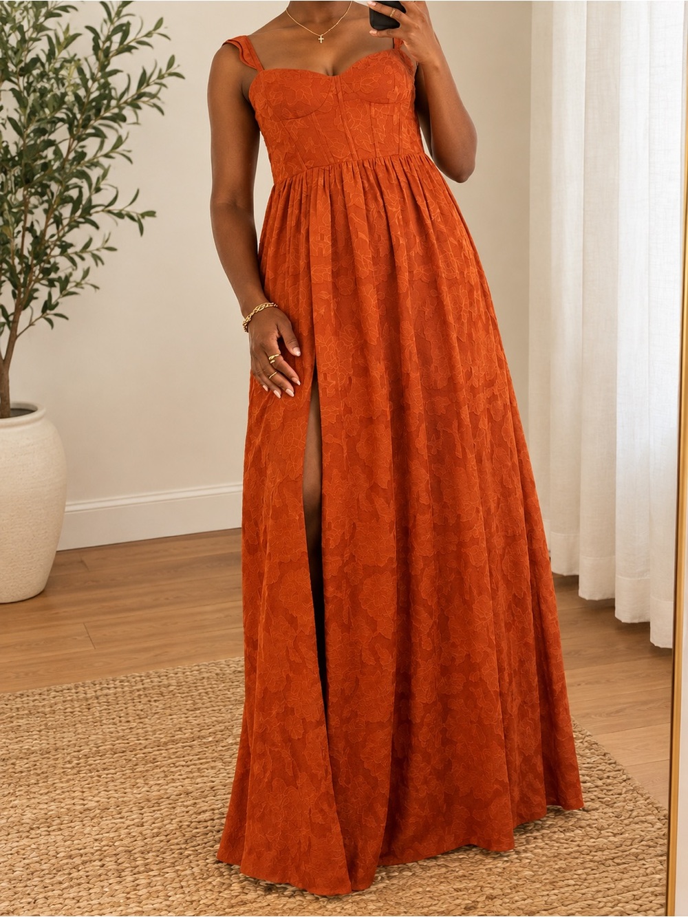 Orange Floral Maxi Dress Like New